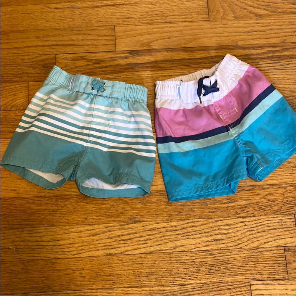Rugged Butts Kids Striped Swim Shorts Set - Teal and Multicolor